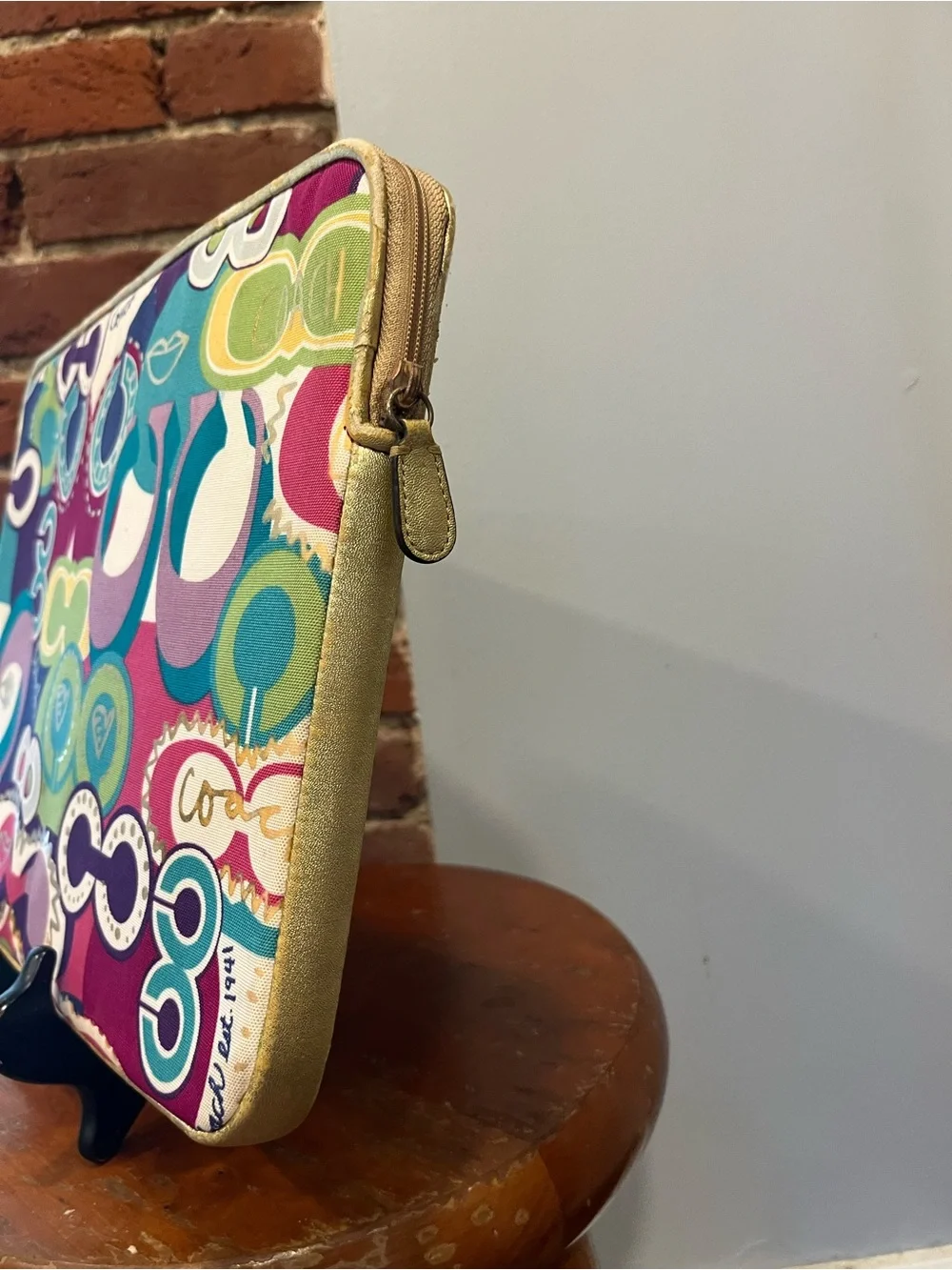 Coach Poppy Art Graffiti Laptop Sleeve Case Pouch Colorful Canvas Zip Portfolio